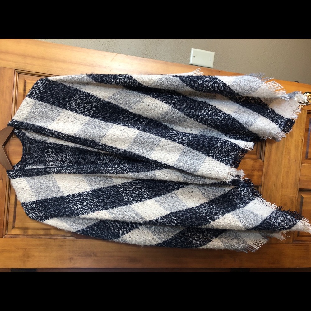 Navy and Cream Poncho